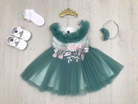 Teal Floral Dress